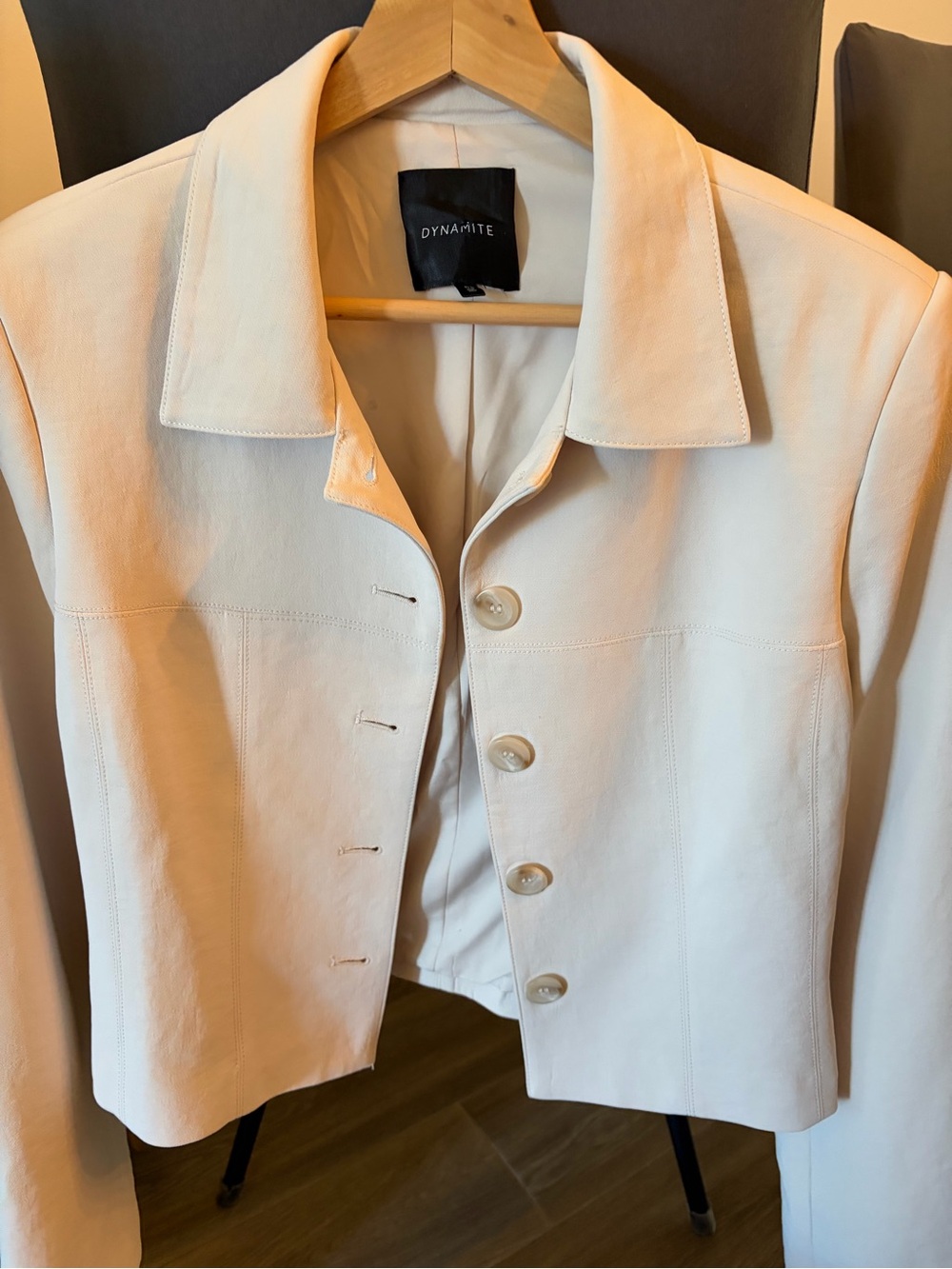 Dynamite Cream Button-Front Blazer
